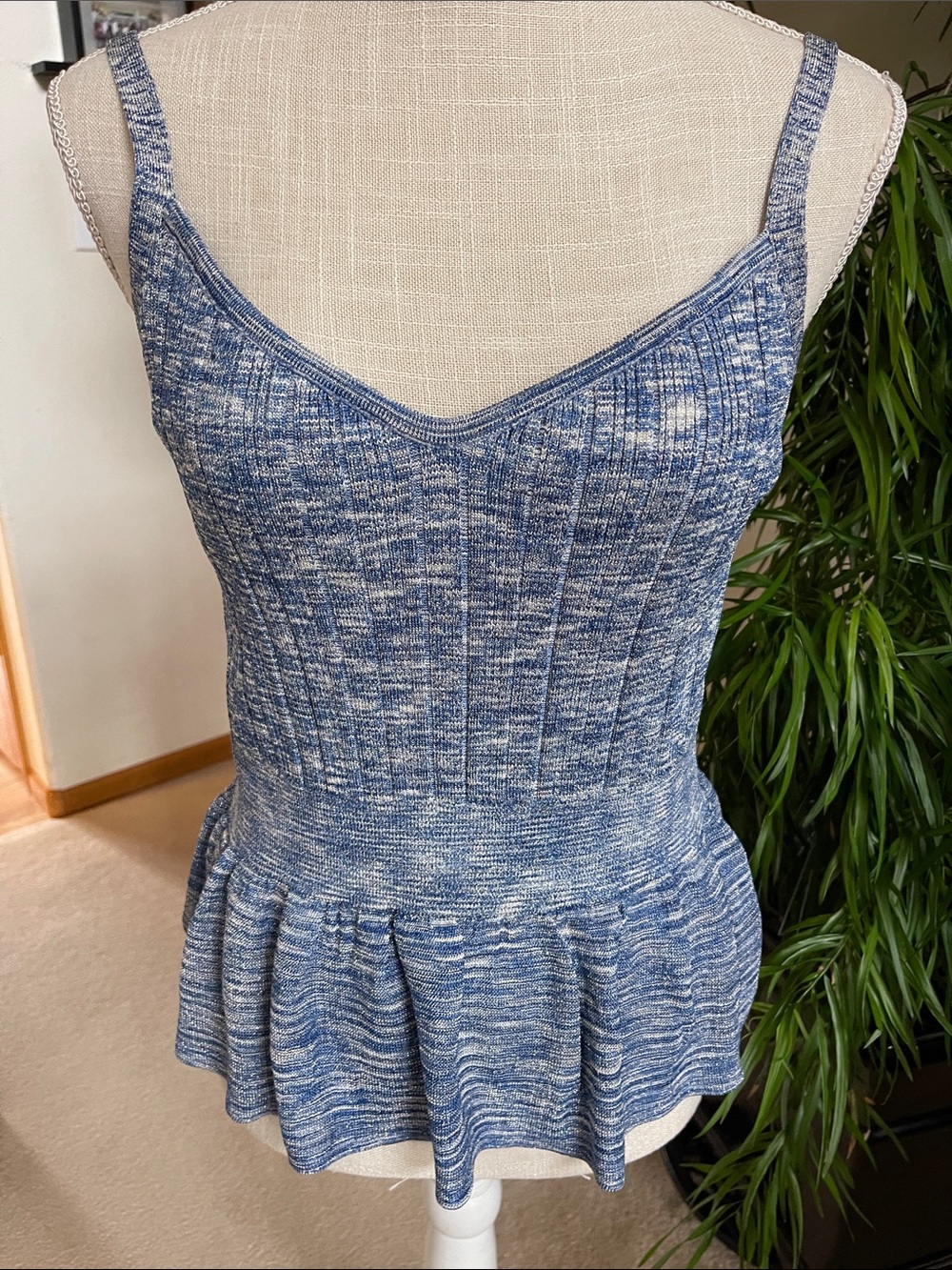 White House Black Market Blue Marled Knit Camisole